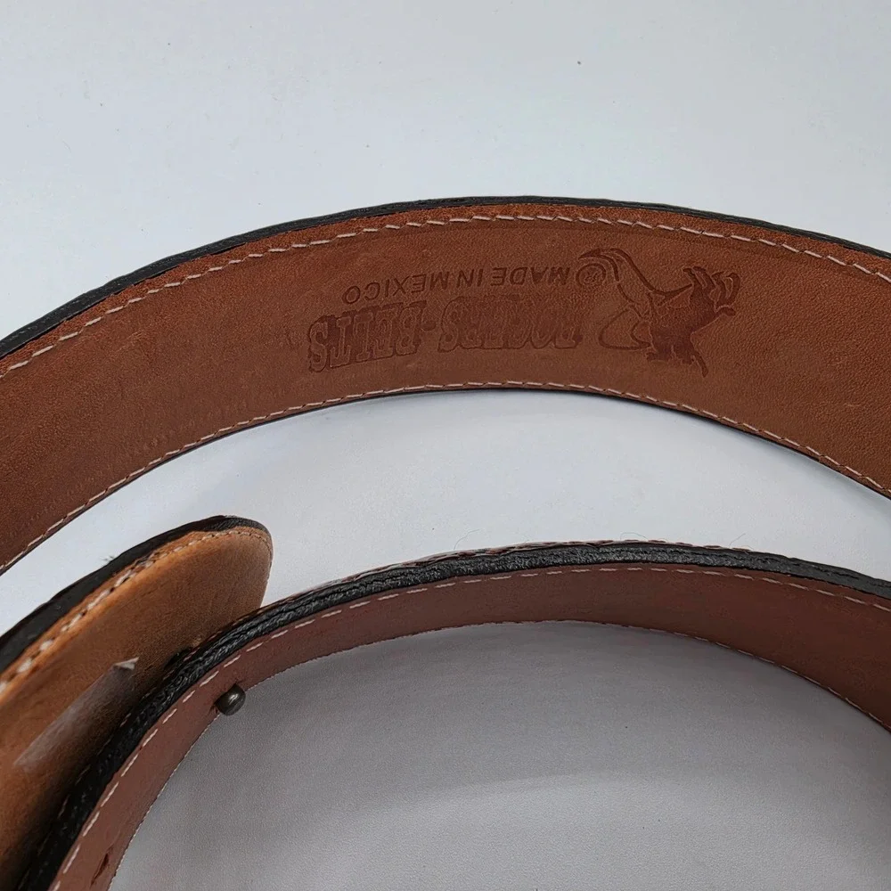 Rogers Belt Western Belt Mens 42 Dark Brown Excellent Crocodile Embossed Leather